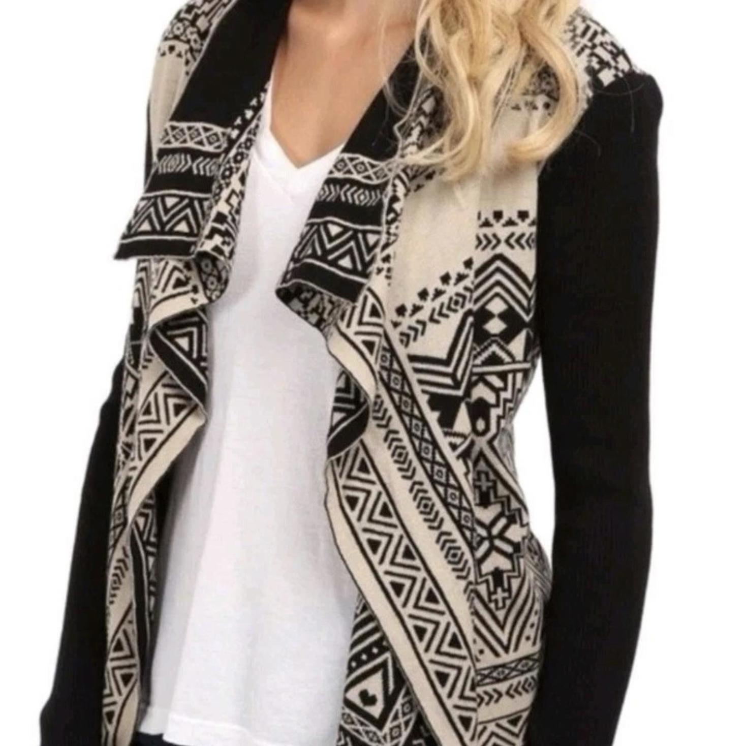 Lucky Brand New Cardigan Women Aztec Waterfall Sweater Draped Open S 119 Nwt